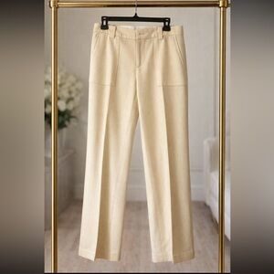Banana Republic Cream Straight-Leg Wool Trousers Size 6